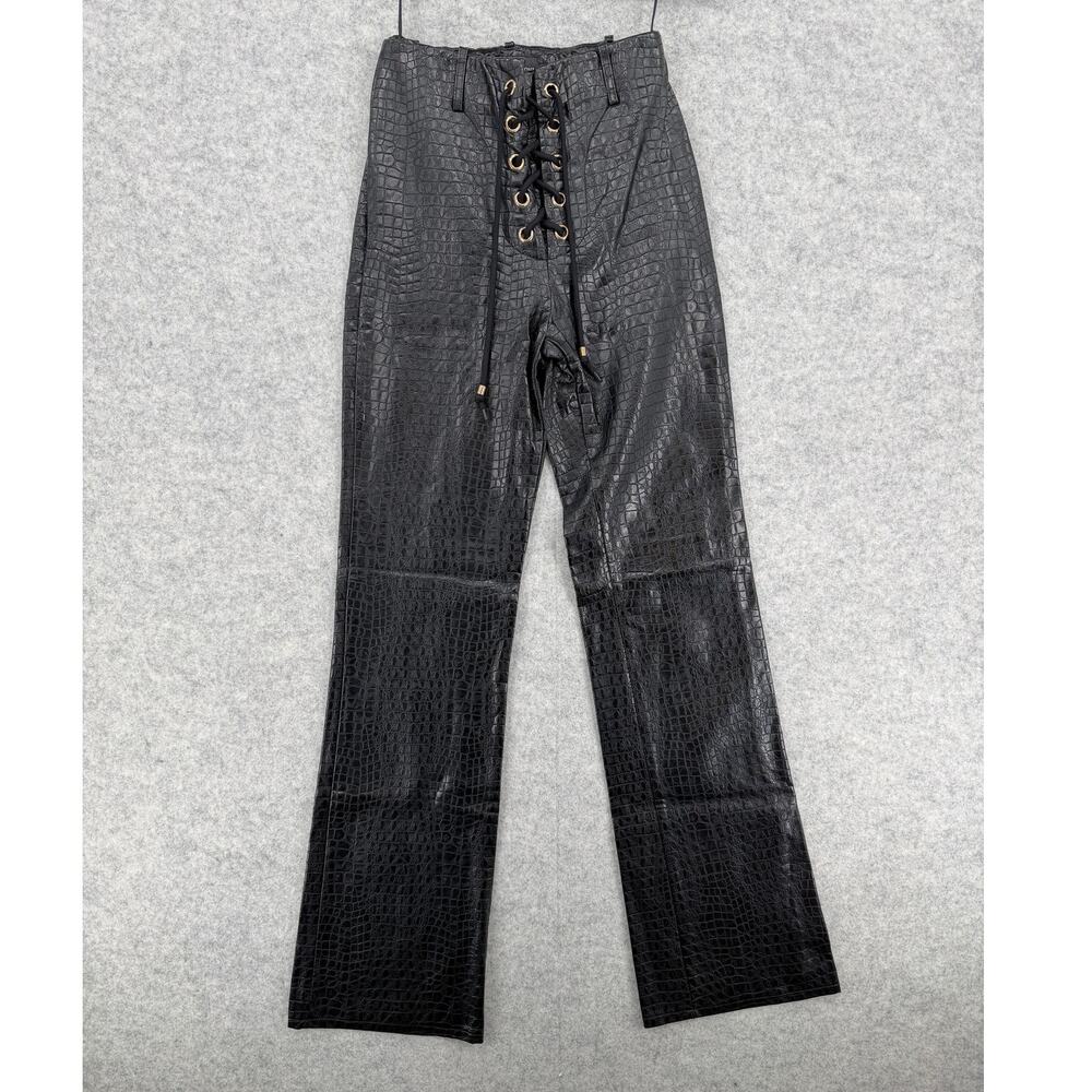 Jagger & Stone The Brooke Black Croc Texture Faux Leather Pants Size Women's 2